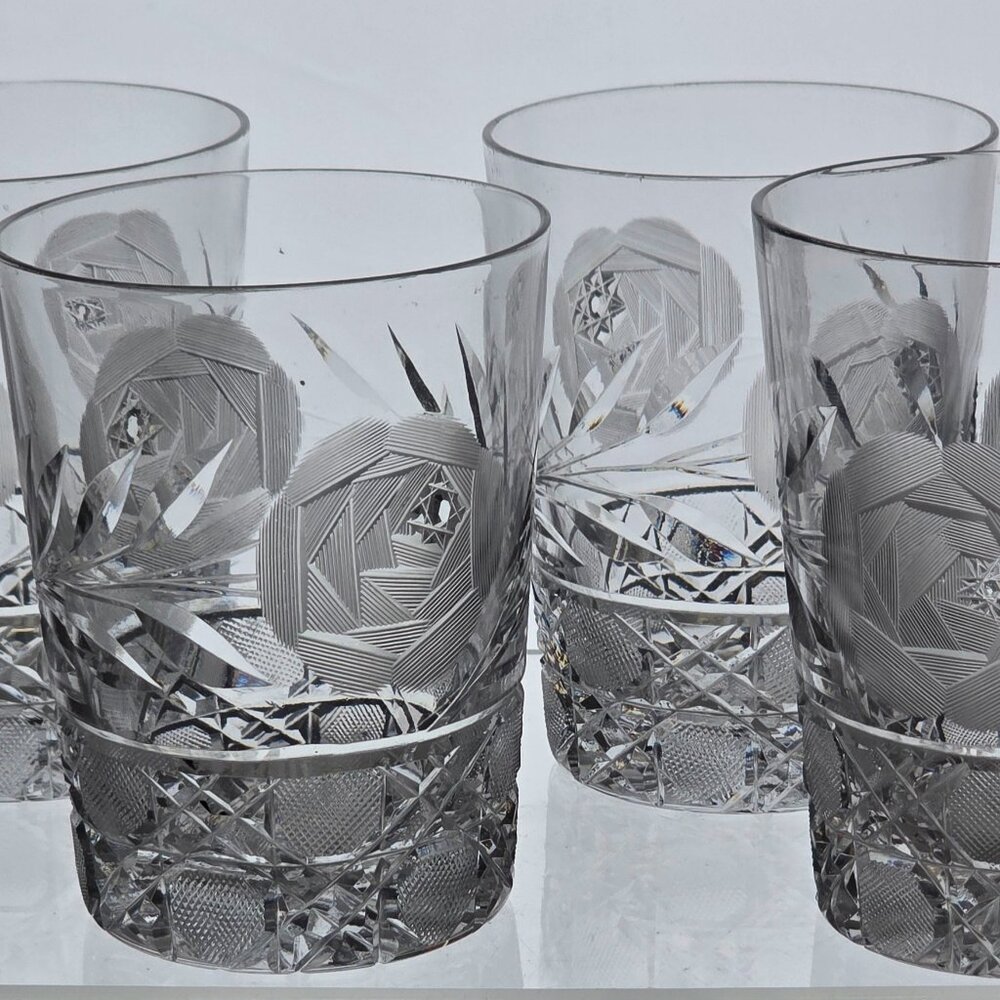 4 cut glass DOR antique